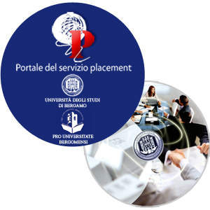 Logo del Servizio Placement: un gomitolo il cui filo va ad avvolgersi attorno a una grande lettera P